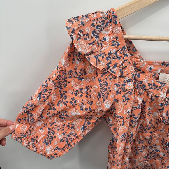 CLEOBELLA NWT Mariana Puff Short Sleeve Blouse in Peach Positano Floral // S - Picture 8 of 11